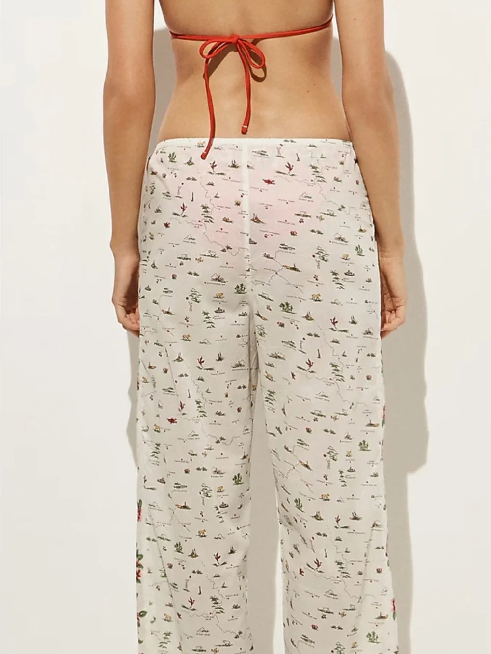 NWT J Crew Floral Border Cream Wide-Leg Printed Pants SIZE MED